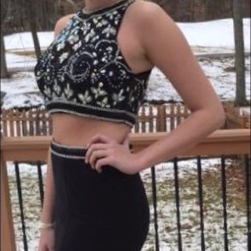 Sherri Hill Black 2-piece prom dress